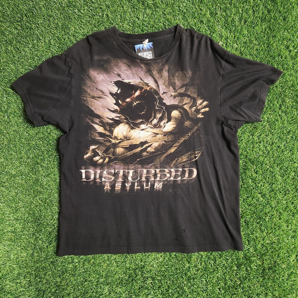 Disturbed Asylum T-Shirt Mens M Grim Reaper Black Rock Tee Vintage Band Tee